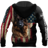 German Shepherd American Flag 3D All Over Print Hoodie