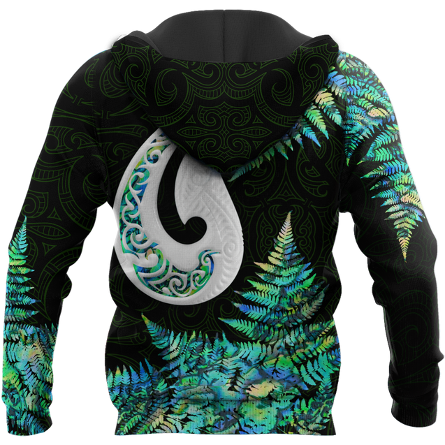 Hei Matau Fish Hook Silver Fern Maori Paua Shell Unisex Shirts