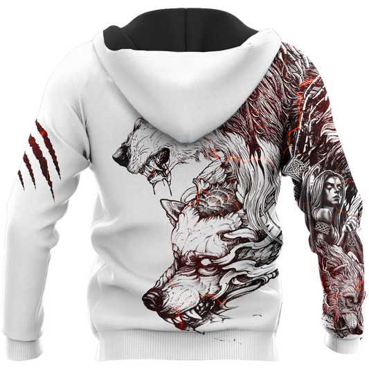 Tattoo Wolf Hoodie T Shirt For Men and Women HAC290502-NM