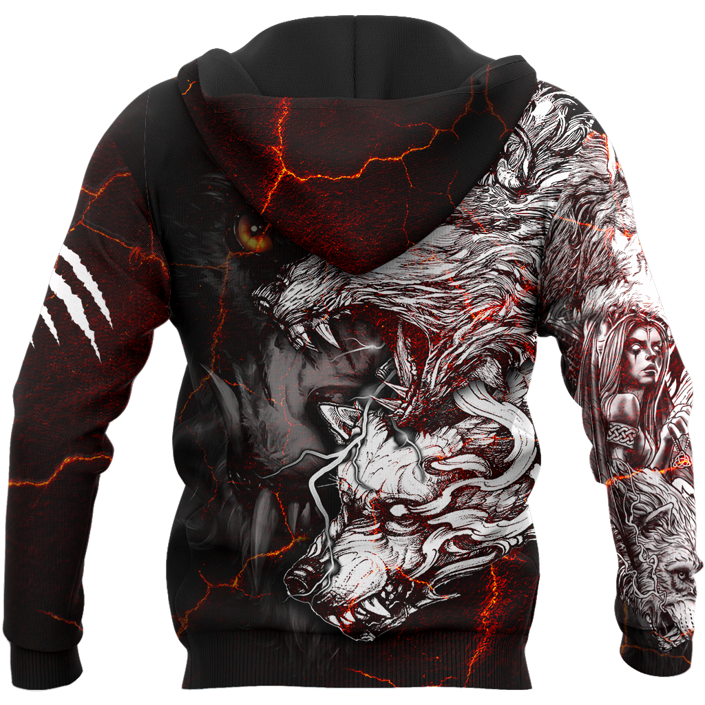 Red Thunder Wolf Tattoo All Over Printed Unisex Shirt
