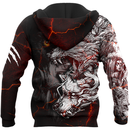 Red Thunder Wolf Tattoo All Over Printed Unisex Shirt