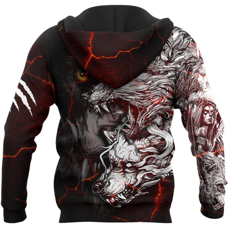 Red Thunder Wolf Tattoo All Over Printed Unisex Shirt