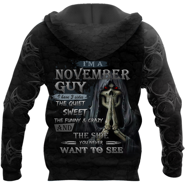 November Guy Skull 3D All Over Printed Shirts JJW28102005