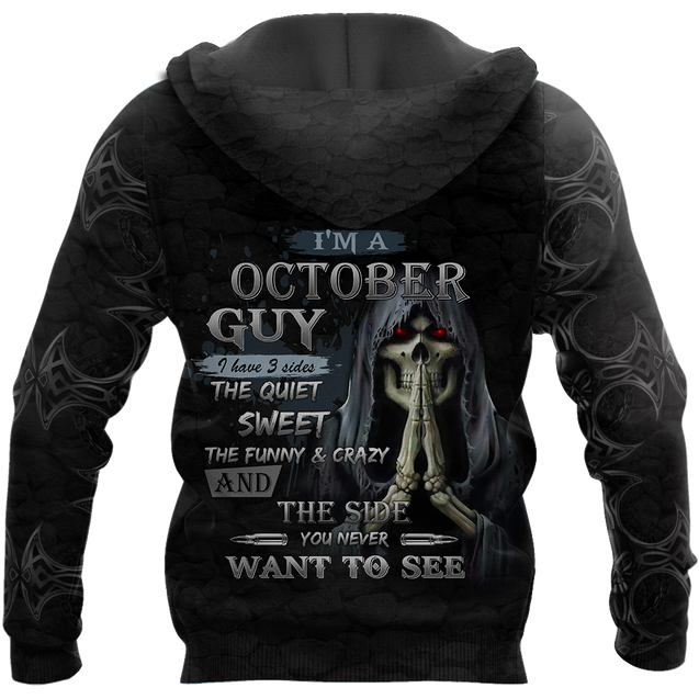 October Guy Skull 3D All Over Printed Shirts JJW28102004