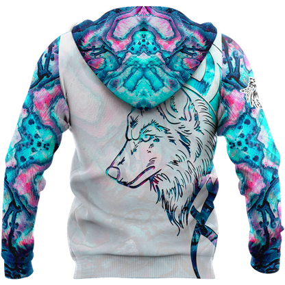 Paua shell wolf tattoo 3d all over printed shirt and short for man and women-Apparel-PL8386-Hoodie-S-Vibe Cosy™
