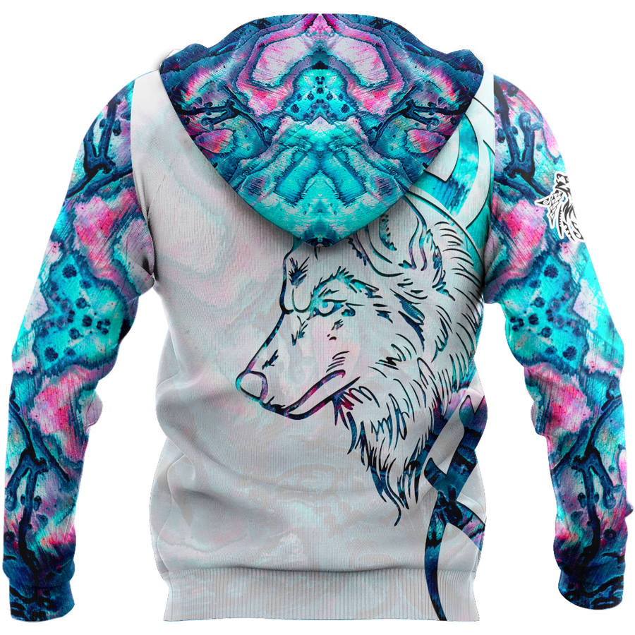 Paua shell wolf tattoo 3d all over printed shirt and short for man and women-Apparel-PL8386-Hoodie-S-Vibe Cosy™