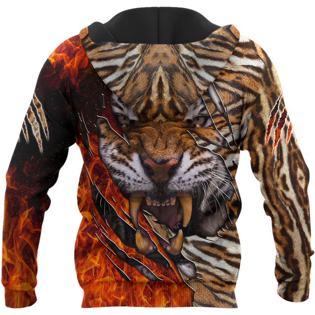 Warrior Tiger Hoodie Over Printed for Men and Women