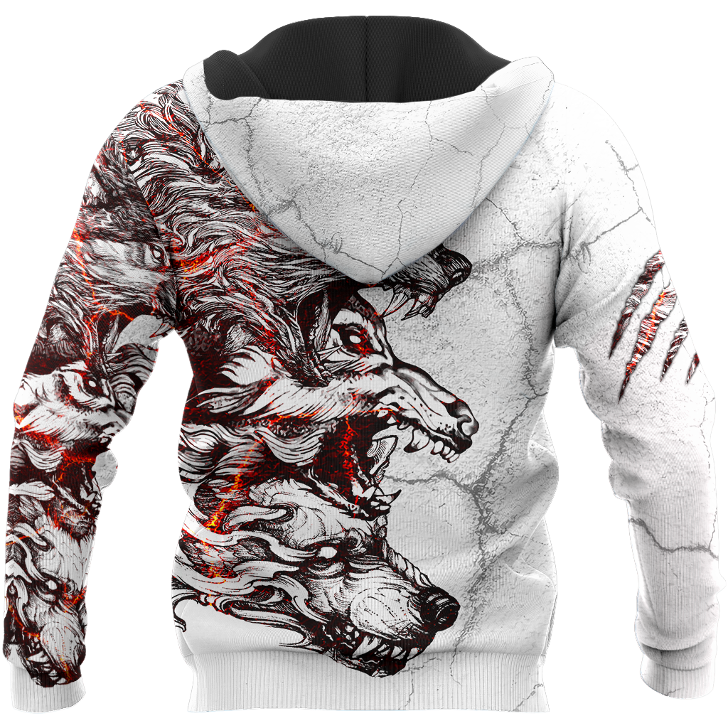 Three Gray Wolfs White Tattoo 3D All Over Printed Unisex Shirts
