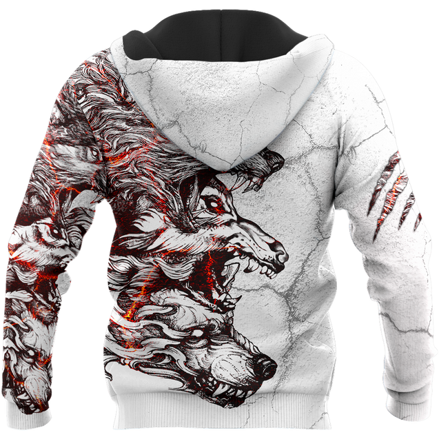 Three Gray Wolfs White Tattoo 3D All Over Printed Unisex Shirts