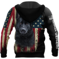 Black German Shepherd American Flag 3D All Over Print Hoodie