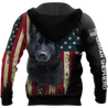 Black German Shepherd American Flag 3D All Over Print Hoodie