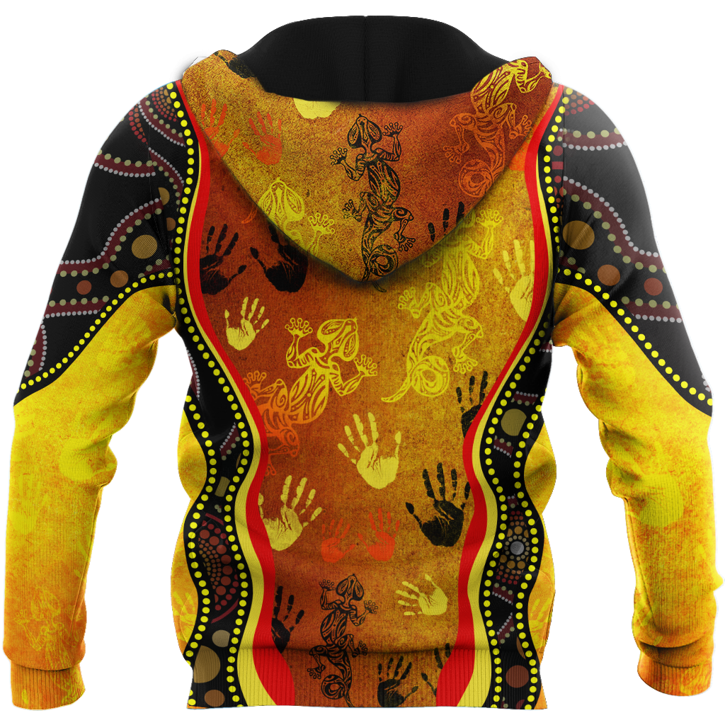 Aboriginal Australia Rock Painting Hand Lizard Art Golden Style shirts for men and women TR2606204S-Apparel-Huyencass-Hoodie-S-Vibe Cosy™