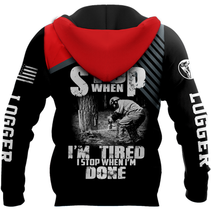 Logger Chainsaw I'm Stop When I Am Done Red Unisex Shirts