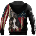 Pit Bull Terrier American Flag 3D All Over Print Hoodie