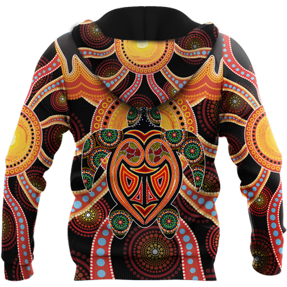 Aboriginal Turtle Touch the Sun Bedding Set, Australia Indigenous Painting Art shirts for men and women-Apparel-Huyencass-Hoodie-S-Vibe Cosy™