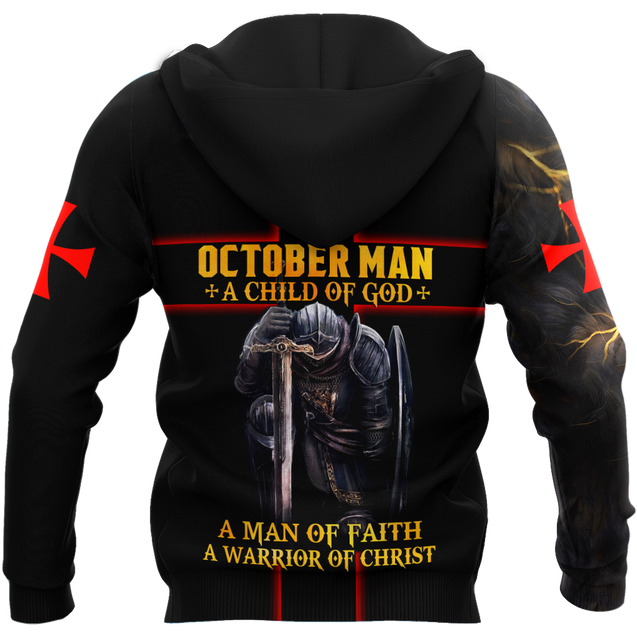 October Man A Child Of God A Man Of Faith A Warrior Of Christ 3D All Over Printed Shirts For Men and Women TA09202001S10