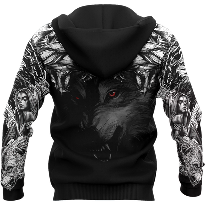 Double Dark Wolf Tattoo 3D All Over Printed Unisex Shirts