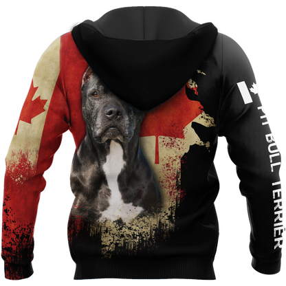 Pit Bull Canada Flag 3D All Over Print Hoodie TR2509201
