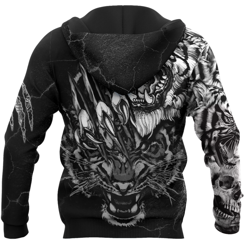 White Tiger 3D Tattoo Over Printed Shirt for Men and Women