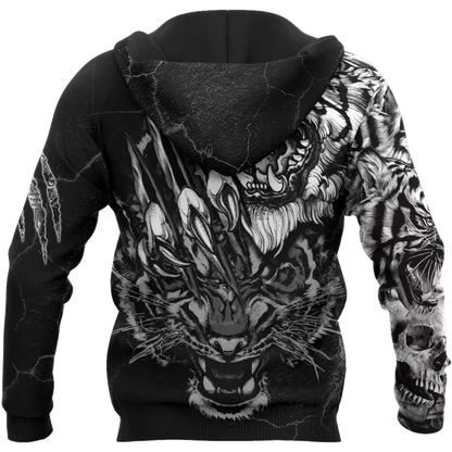 White Tiger 3D Tattoo Over Printed Shirt for Men and Women