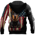 Doberman Pinscher American Flag 3D All Over Print Hoodie