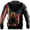 Doberman Pinscher American Flag 3D All Over Print Hoodie