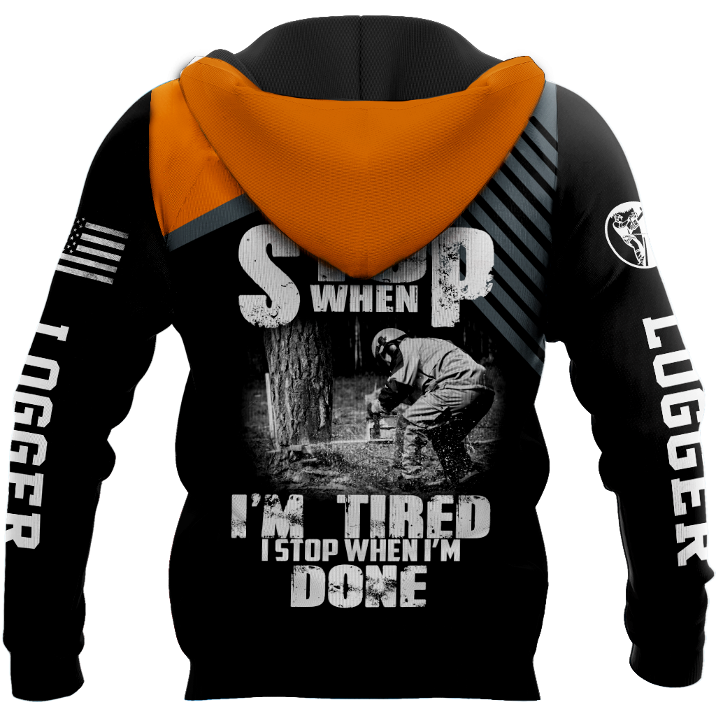 Logger Chainsaw I'm Stop When I Am Done Orange Unisex Shirts