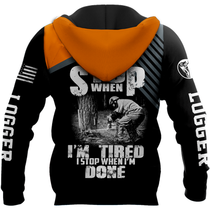Logger Chainsaw I'm Stop When I Am Done Orange Unisex Shirts