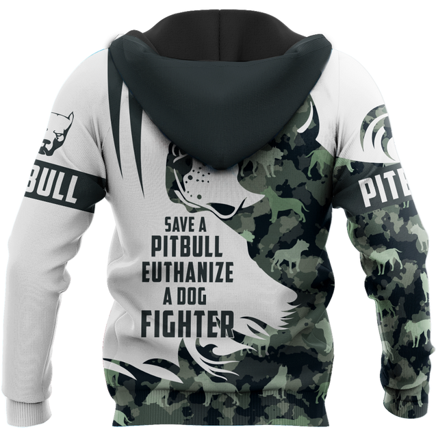 Save A Pit Bull Euthanize A Dog Fighter Camo Hoodie Shirt for Men and Women TR0810203