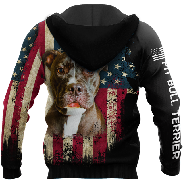 Pit Bull Terrier American Flag 3D All Over Print Hoodie TR0510202