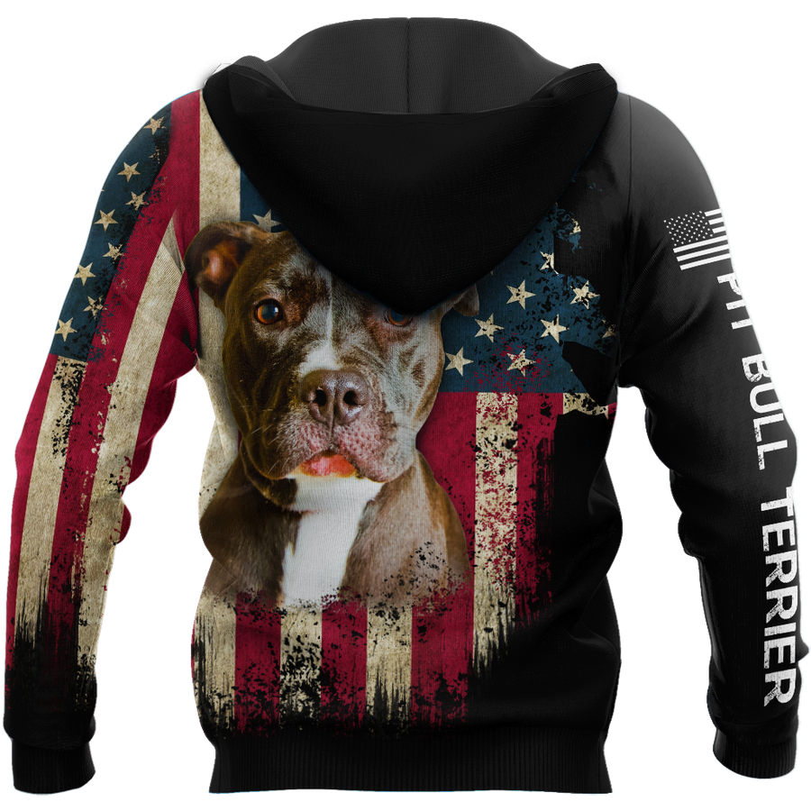 Pit Bull Terrier American Flag 3D All Over Print Hoodie TR0510202