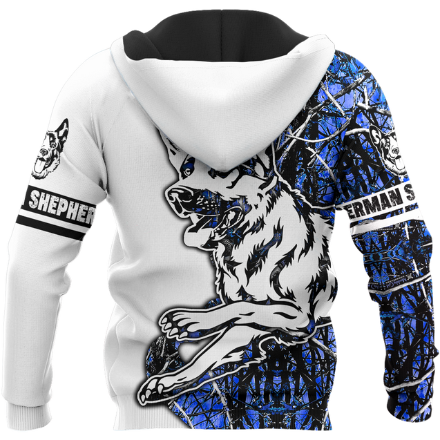 German shepherd blue tattoo 3d hoodie shirt for men and women HAC190801