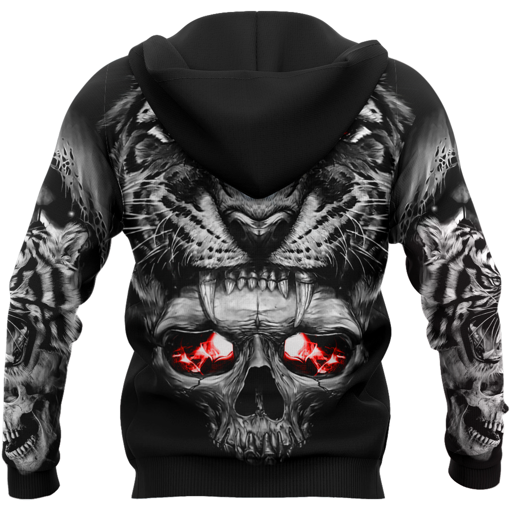 3D Tattoo Skull Tiger Over Printed Shirt for Men and Women