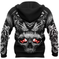 3D Tattoo Skull Tiger Over Printed Shirt for Men and Women