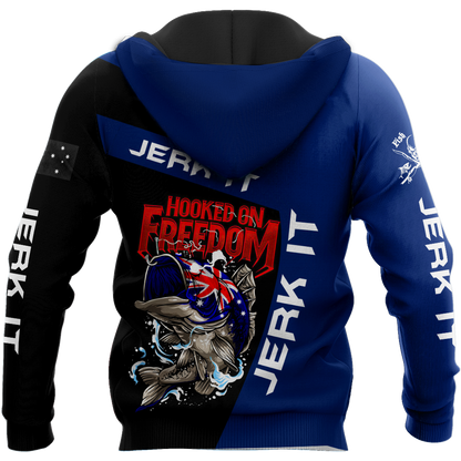 Hooked on Freedom Australia Fishing 3D printed shirts for men and women