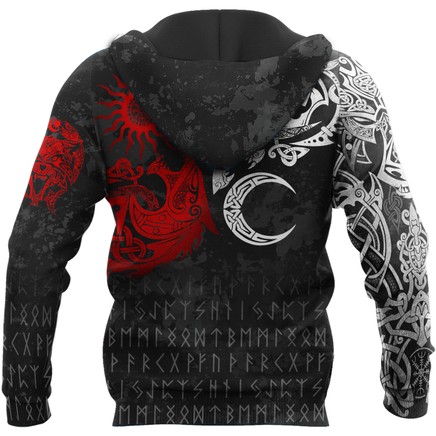 Ragnarok Monsters Red Sköll and Hati 3D All Over Print Hoodie