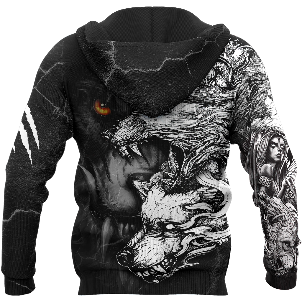 Wolf Tattoo Over Printed Shirt For Men and Women