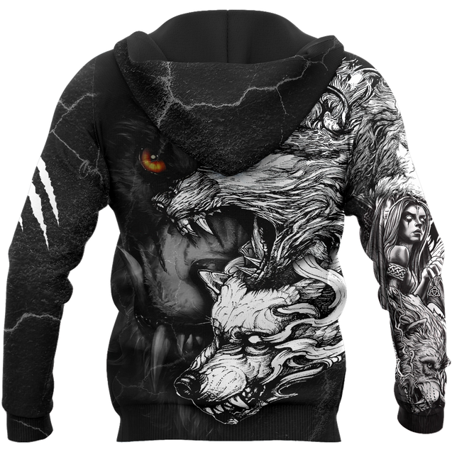 Wolf Tattoo Over Printed Shirt For Men and Women