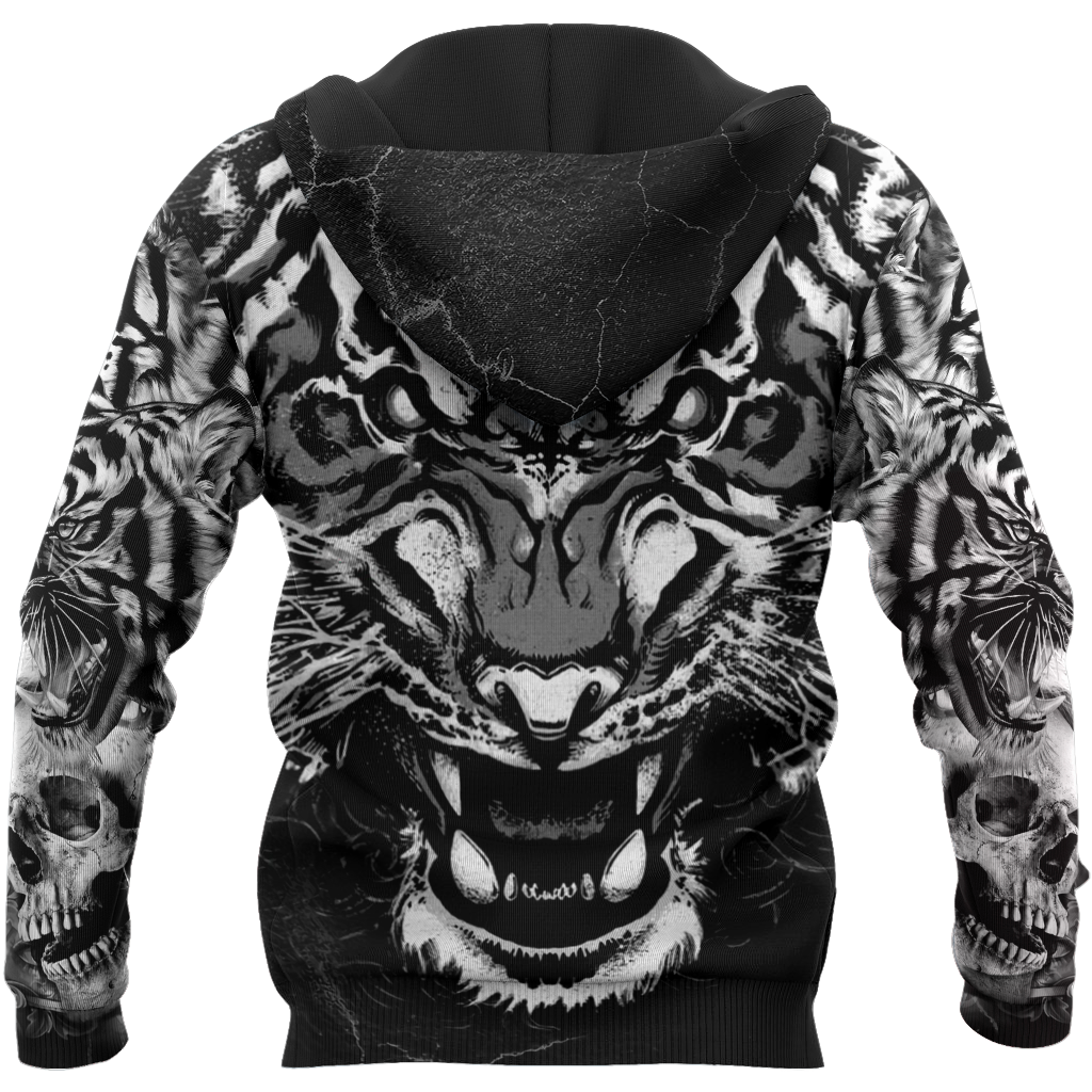 Double Tiger 3D Tattoo Over Printed Shirt for Men and Women