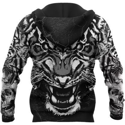 Double Tiger 3D Tattoo Over Printed Shirt for Men and Women