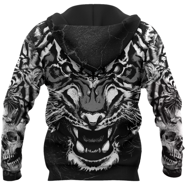 Double Tiger 3D Tattoo Over Printed Shirt for Men and Women