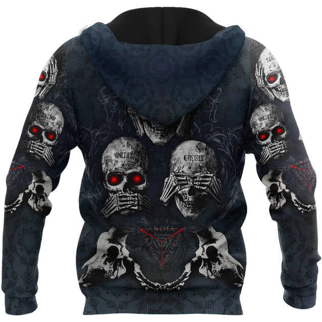 Hear No Evil, See No Evil, Speak No Evil Skulls Hoodie For Men And Women