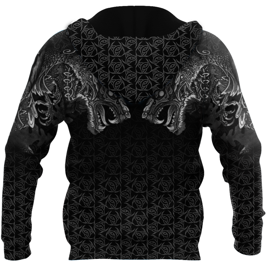 Fenrir Wolf Viking 3D All Over Printed Unisex Deluxe Hoodie ML