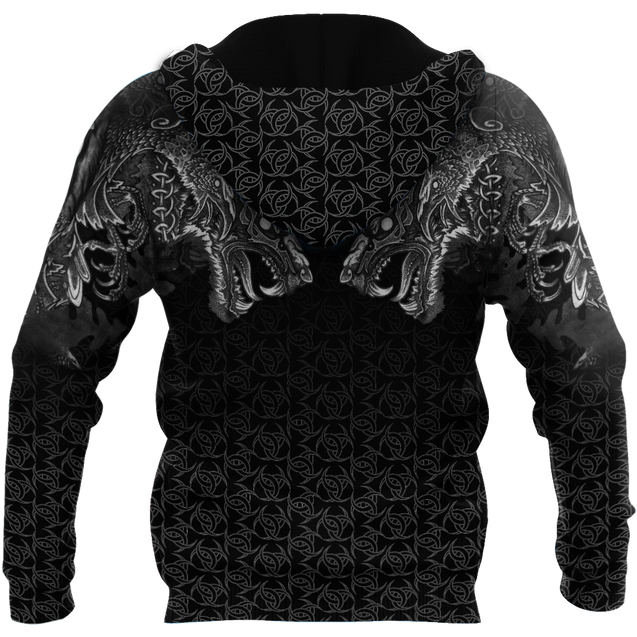 Fenrir Wolf Viking 3D All Over Printed Unisex Deluxe Hoodie ML