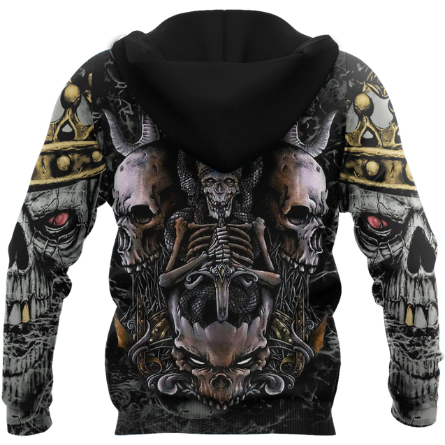 Skull King All Over Printed Hoodie For Men And Women MEI