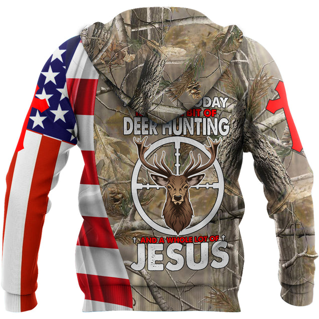 Deer Hunting Jesus Hoodie 3D All Over Printed Shirts For Men MH0409202-LAM