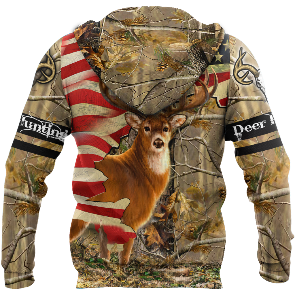 Deer Hunting America Flag 3D All Over Printed Shirts LAM