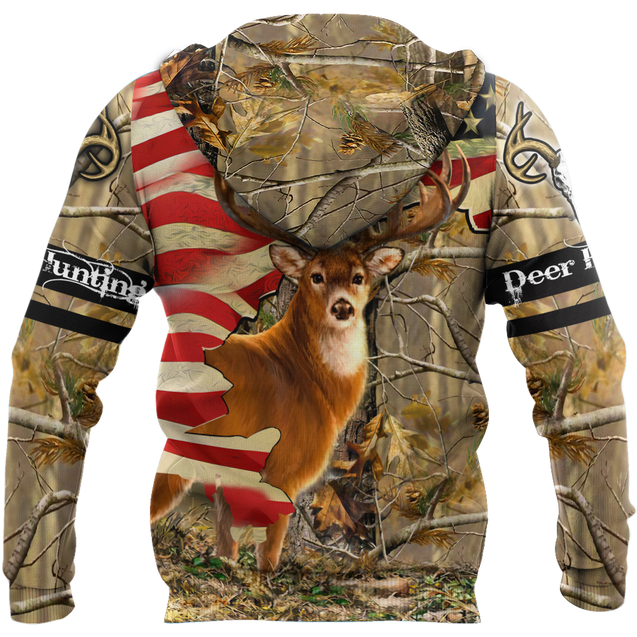 Deer Hunting America Flag 3D All Over Printed Shirts LAM