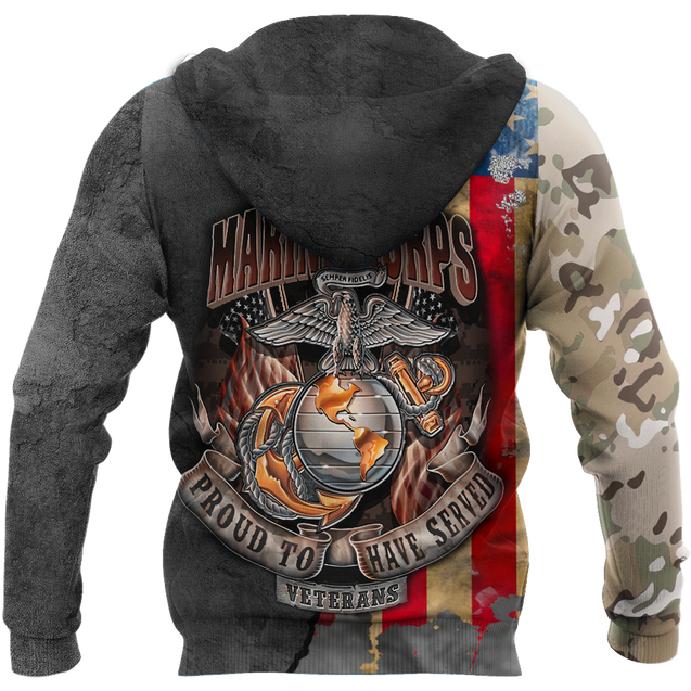 All Over Printed U.S Marine Corps Veteran Hoodie HHT31082003-MEI