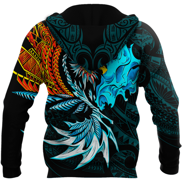Amazing Eagle Warrior Polynesian 3D Tattoo Unisex Deluxe Hoodie ML